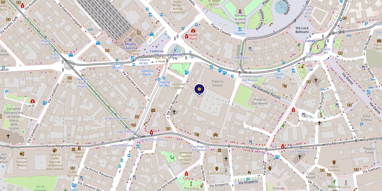 Mappa della sede Face Harmony in Corso Magenta 74, Milano