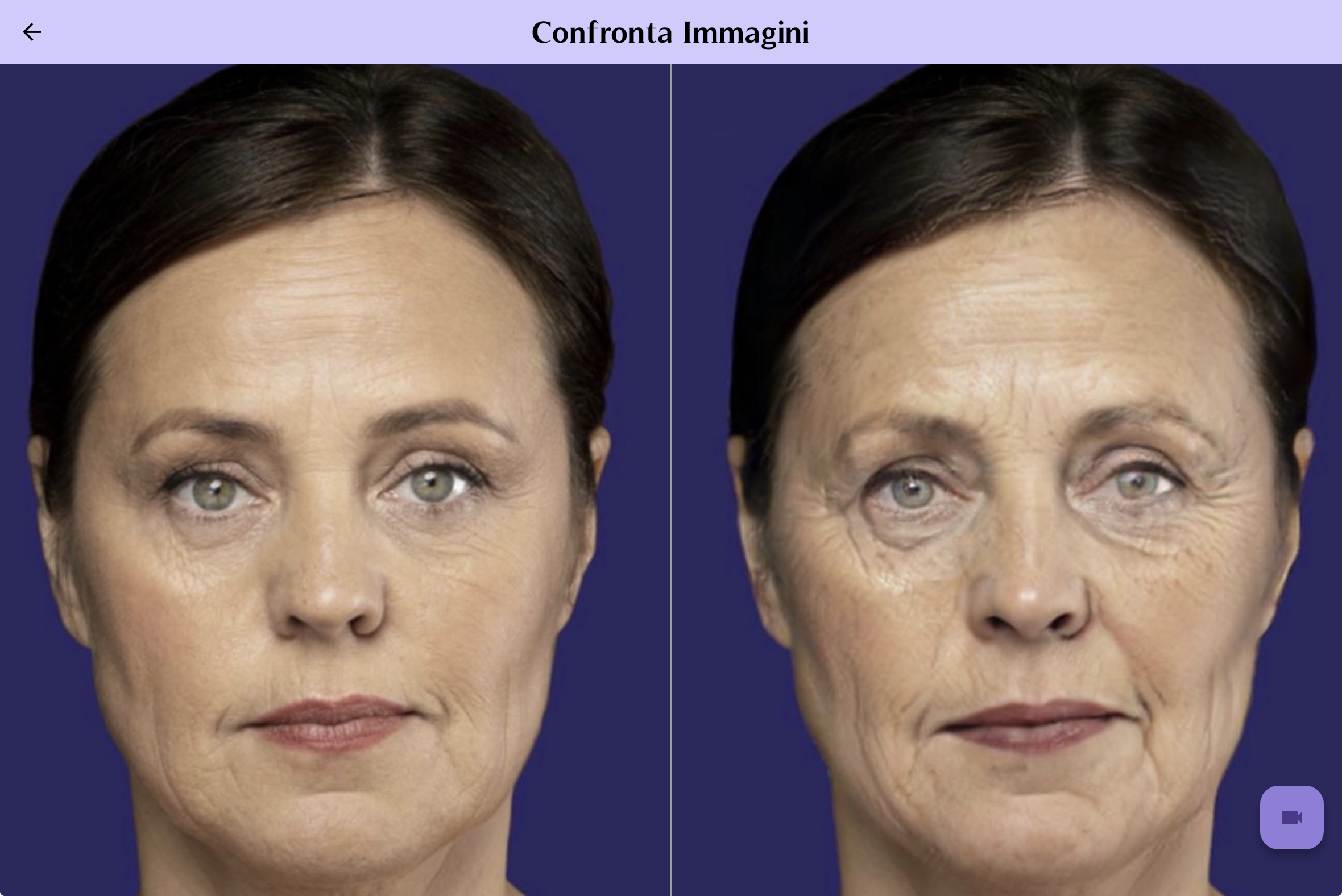 Anteprima del confronto Visual Ageing Face Harmony DV, tra il volto originale e la simulazione di invecchiamento